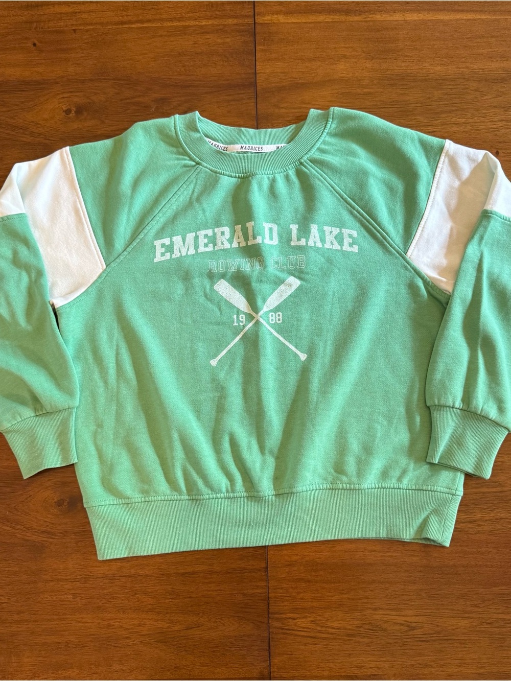 Maurices Mint Green and White Sweatshirt with Rowing Graphic